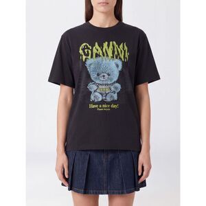 Ganni Women Ganni Teddy Bear Graffiti Logo Print Organic Cotton T-Shirt